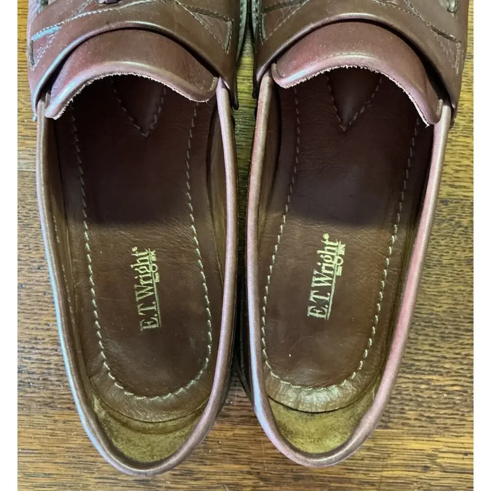 ET Wright brown leather tassel loafer dress shoe men’s size 8.5 Made In Italy